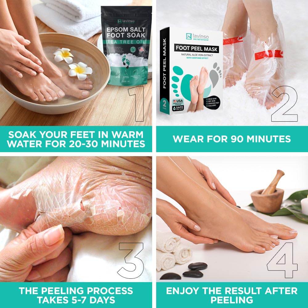 Sadoer Glycolic Acid Foot Peeling Mask (1 Pair), Korean Peeling & Exfoliating | Deep Exfoliation with Glycolic Acid, Removes Dead Skin, Cruelty-Free, Foot Peel Off Mask
