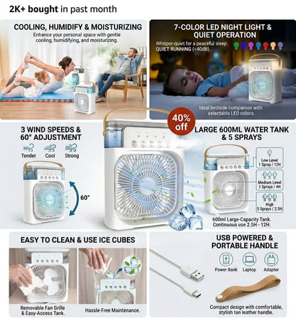 Enzzs Portable Mini Air Cooler with Mist – Instant Cooling Anywhere